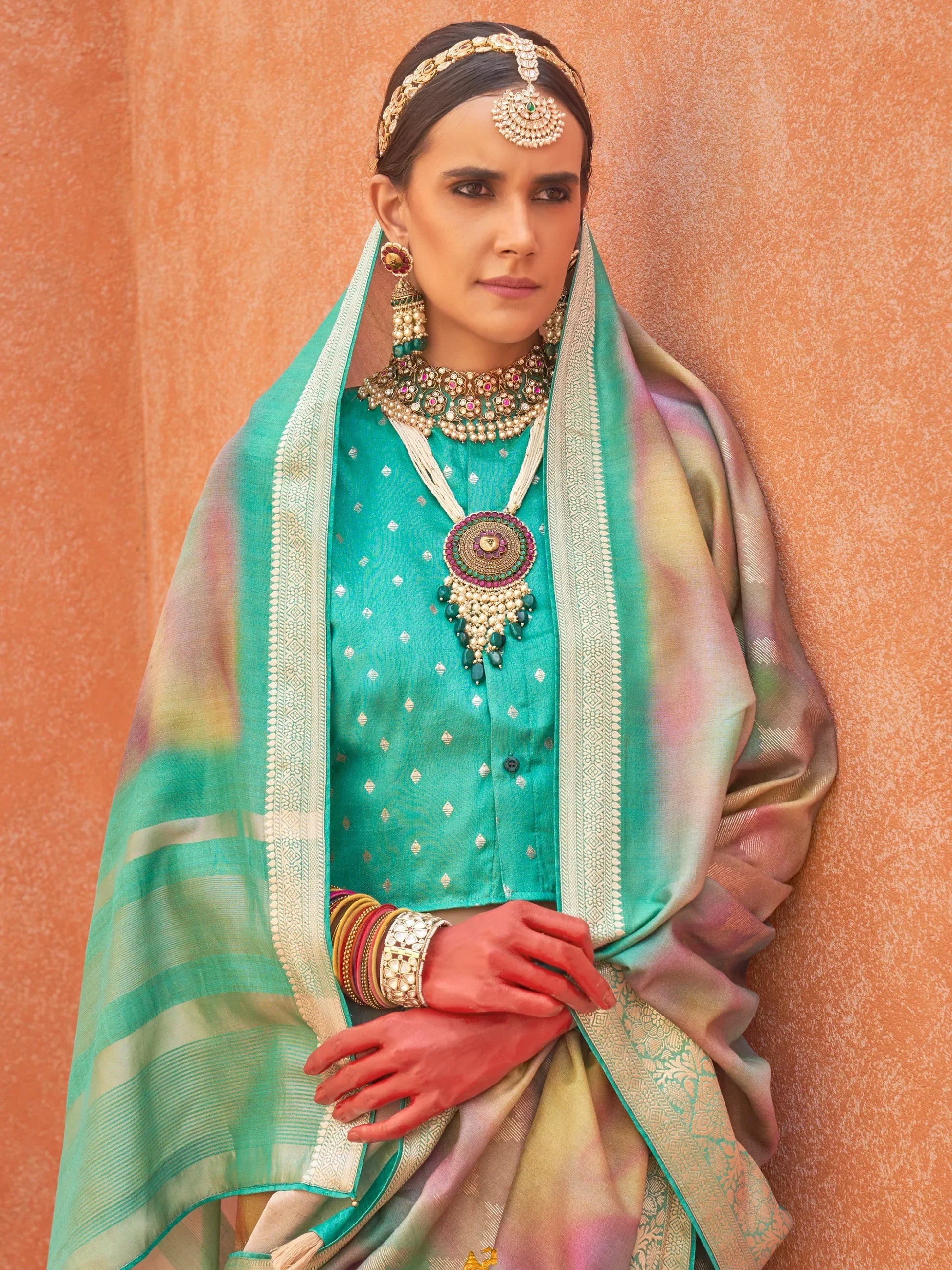 Awesome Blue Foil Printed Silk Festival Wear Saree With Blouse - Zeel Clothing