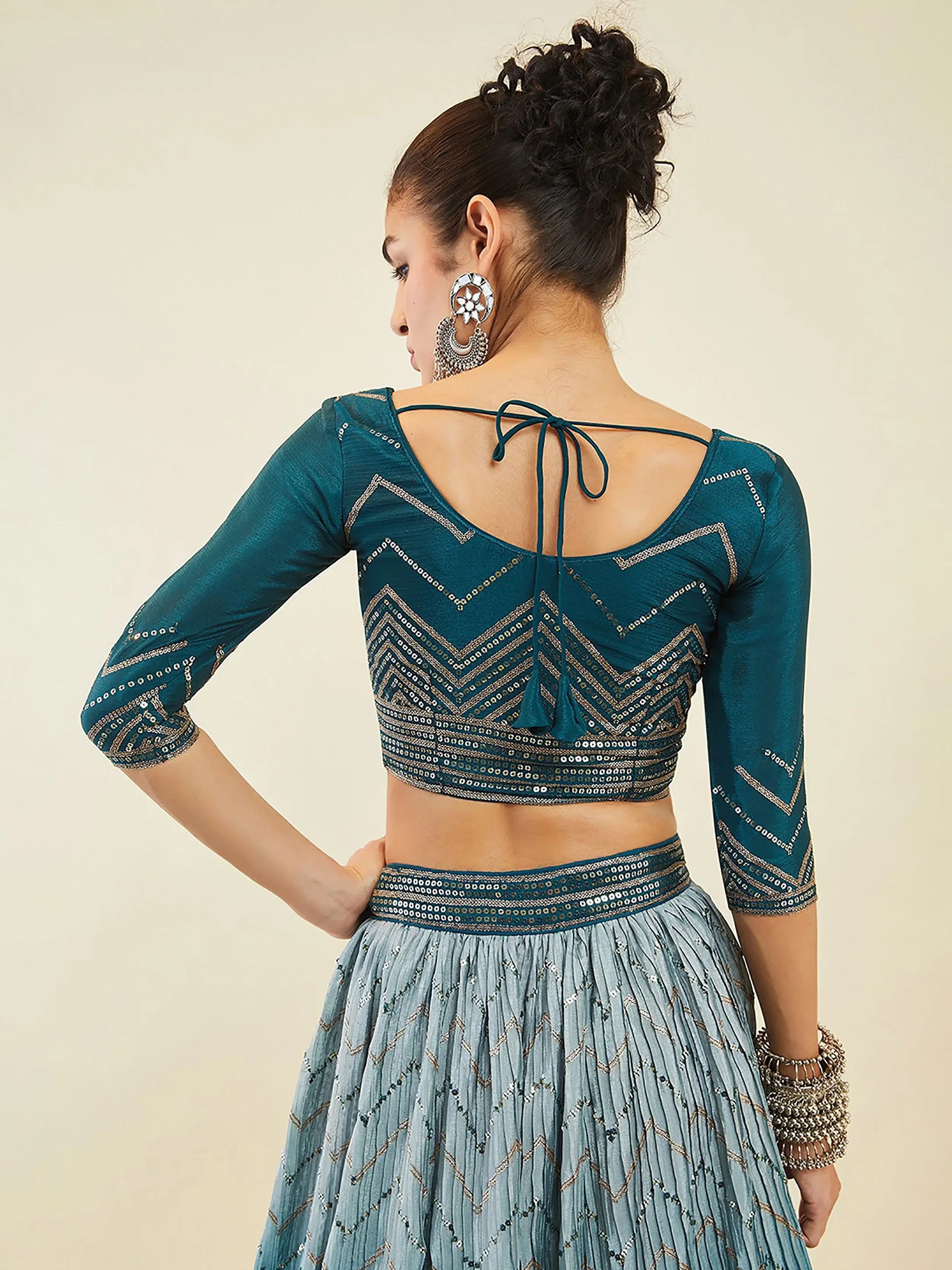 Awesome Blue Sequins Art Silk Wedding Wear Lehenga Choli With Dupatta - Zeel Clothing