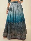 Awesome Blue Sequins Art Silk Wedding Wear Lehenga Choli With Dupatta - Zeel Clothing