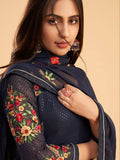 Awesome Blue Zari Embroidered Georgette Salwar Suit - Zeel Clothing