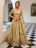 Awesome Cream Thread Work Crush Silk Festive Wear Lehenga Choli - Zeel Clothing