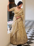 Awesome Cream Thread Work Crush Silk Festive Wear Lehenga Choli - Zeel Clothing