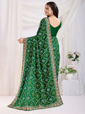 Awesome Green Bandhani Printed Silk Wedding Saree - Zeel Clothing