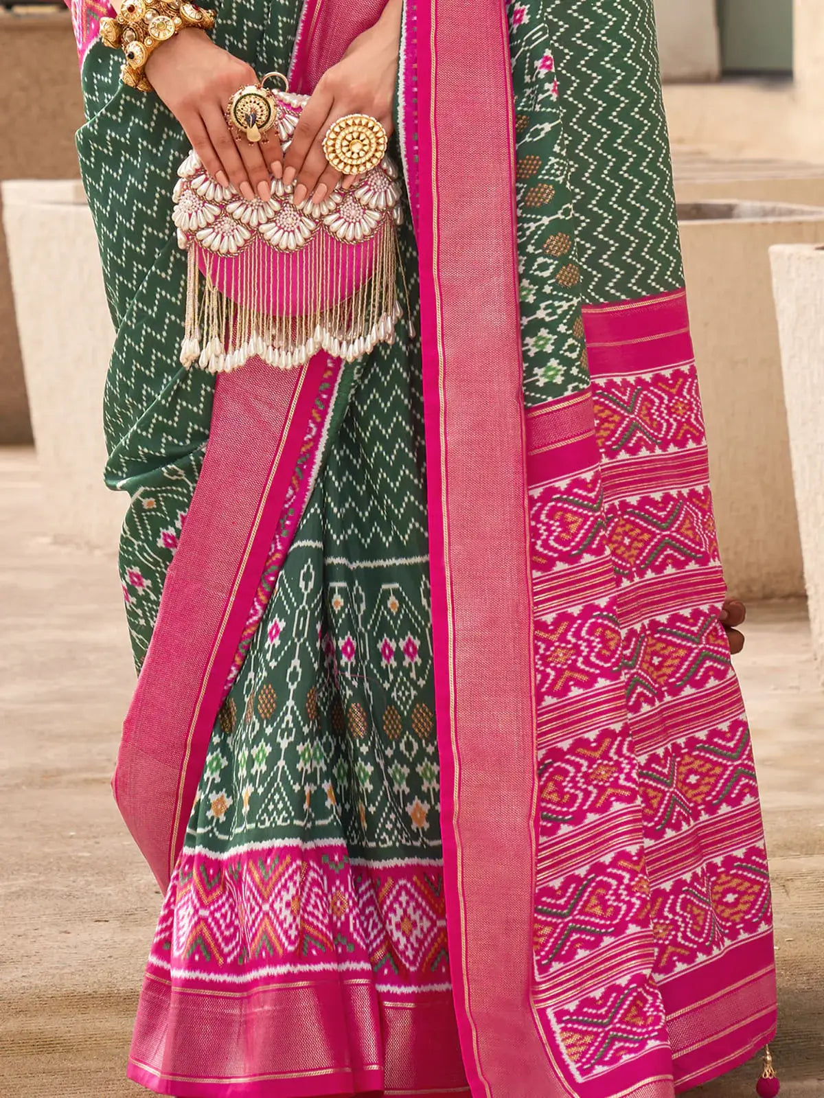 Awesome Green Digital Printed Silk Festive Wear Saree With Blouse - Zeel Clothing