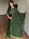 Awesome Green Embroidered Georgette Gown With Dupatta - Zeel Clothing