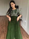 Awesome Green Embroidered Georgette Gown With Dupatta - Zeel Clothing