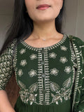 Awesome Green Embroidered Georgette Gown With Dupatta - Zeel Clothing