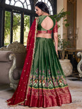 Awesome Green Patola Printed Kanchipuram Wedding Lehenga Choli - Zeel Clothing