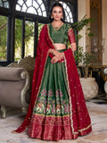 Awesome Green Patola Printed Kanchipuram Wedding Lehenga Choli - Zeel Clothing