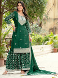 Awesome Green Sequins Chinon Traditional Sharara Suit With Dupatta - Zeel Clothing
