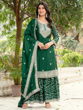 Awesome Green Sequins Chinon Traditional Sharara Suit With Dupatta - Zeel Clothing