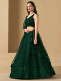 Awesome Green Sequins Georgette Festival Wear Lehenga Choli - Zeel Clothing