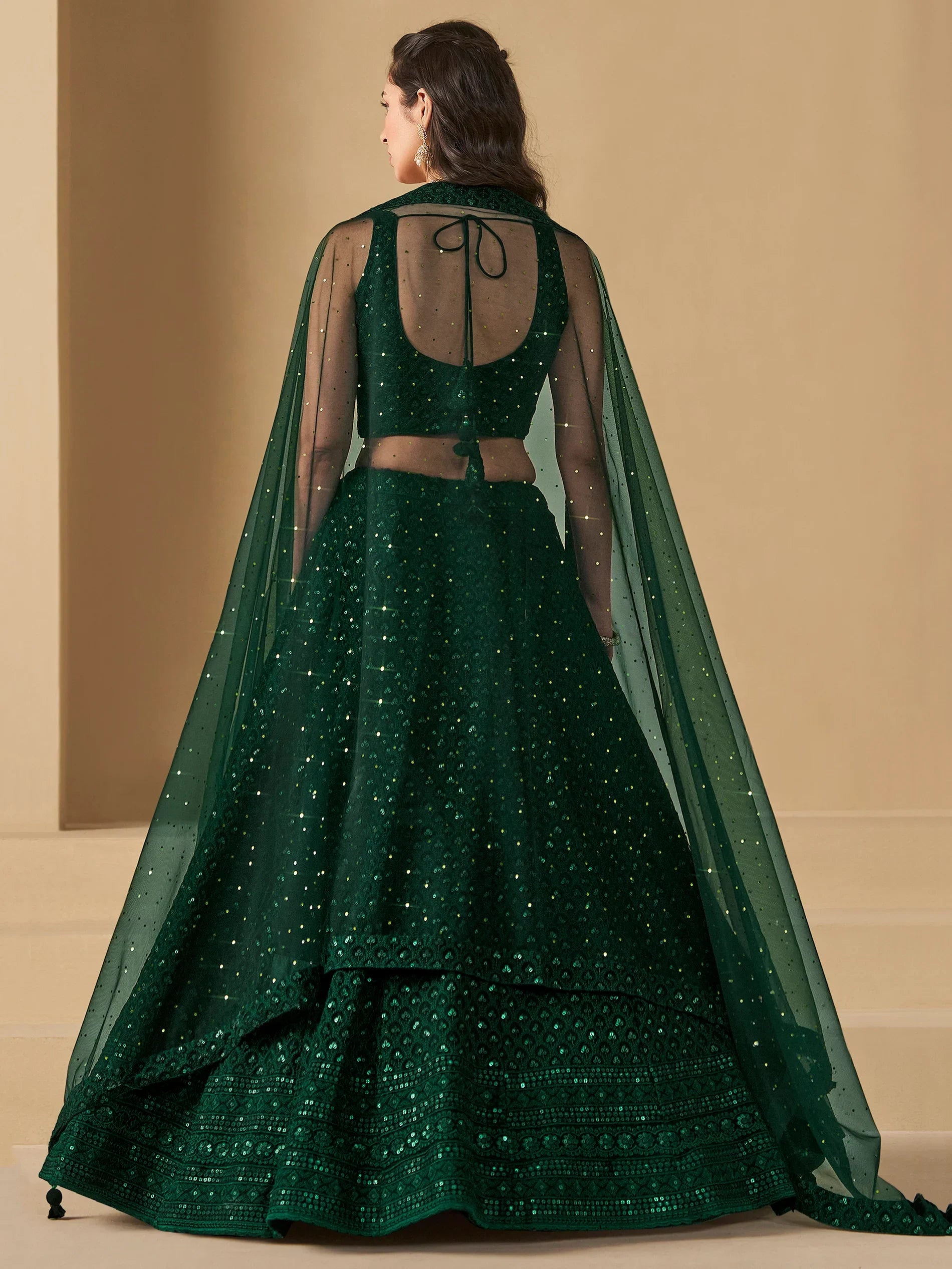 Awesome Green Sequins Georgette Festival Wear Lehenga Choli - Zeel Clothing