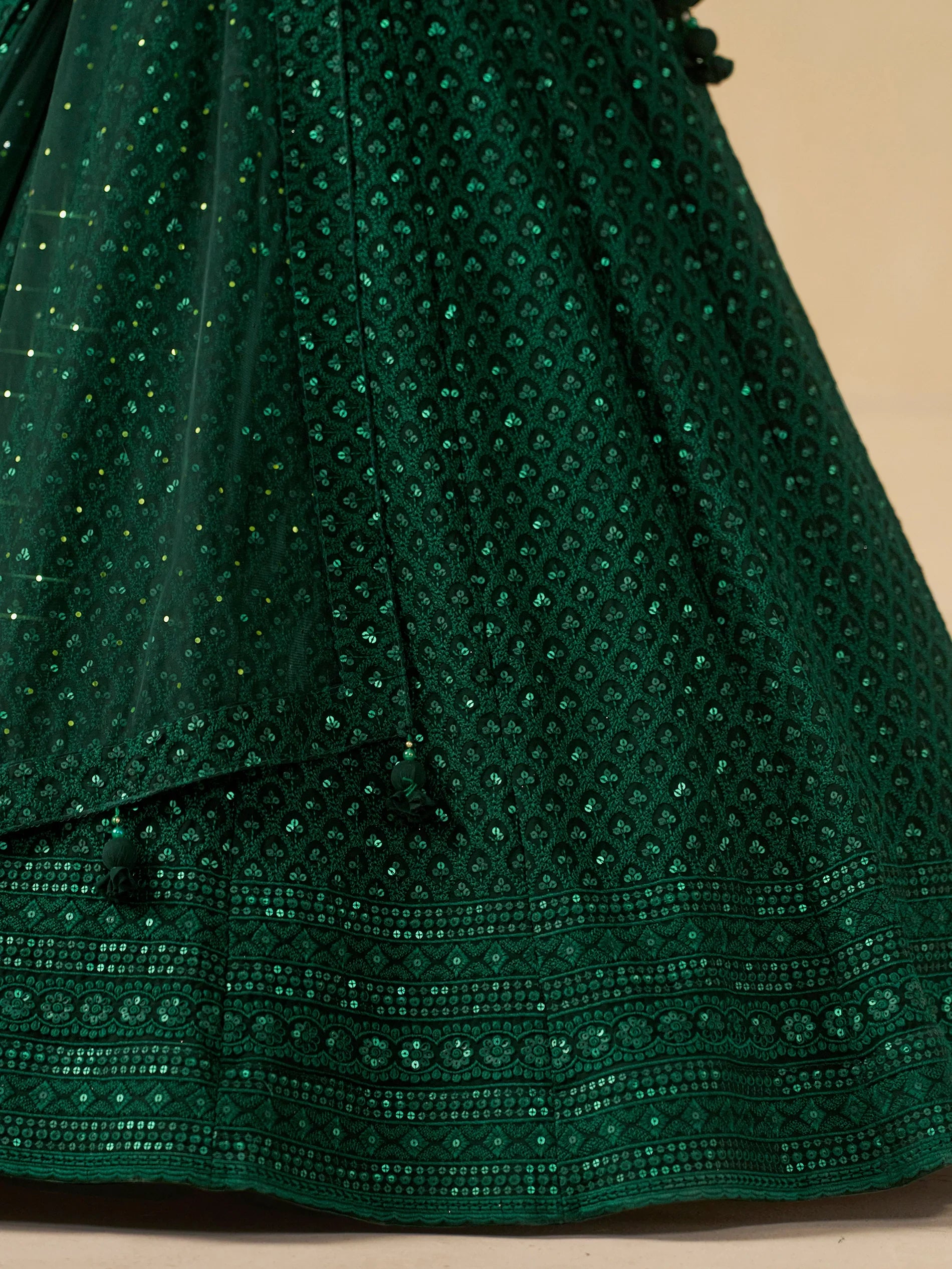 Awesome Green Sequins Georgette Festival Wear Lehenga Choli - Zeel Clothing