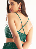 Awesome Green Sequins Georgette Party Wear Lehenga Choli With Dupatta - Zeel Clothing
