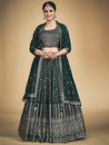 Awesome Green Sequins Georgette Wedding Wear Lehenga Choli - Zeel Clothing