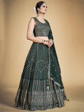 Awesome Green Sequins Georgette Wedding Wear Lehenga Choli - Zeel Clothing