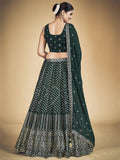 Awesome Green Sequins Georgette Wedding Wear Lehenga Choli - Zeel Clothing