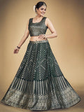 Awesome Green Sequins Georgette Wedding Wear Lehenga Choli - Zeel Clothing