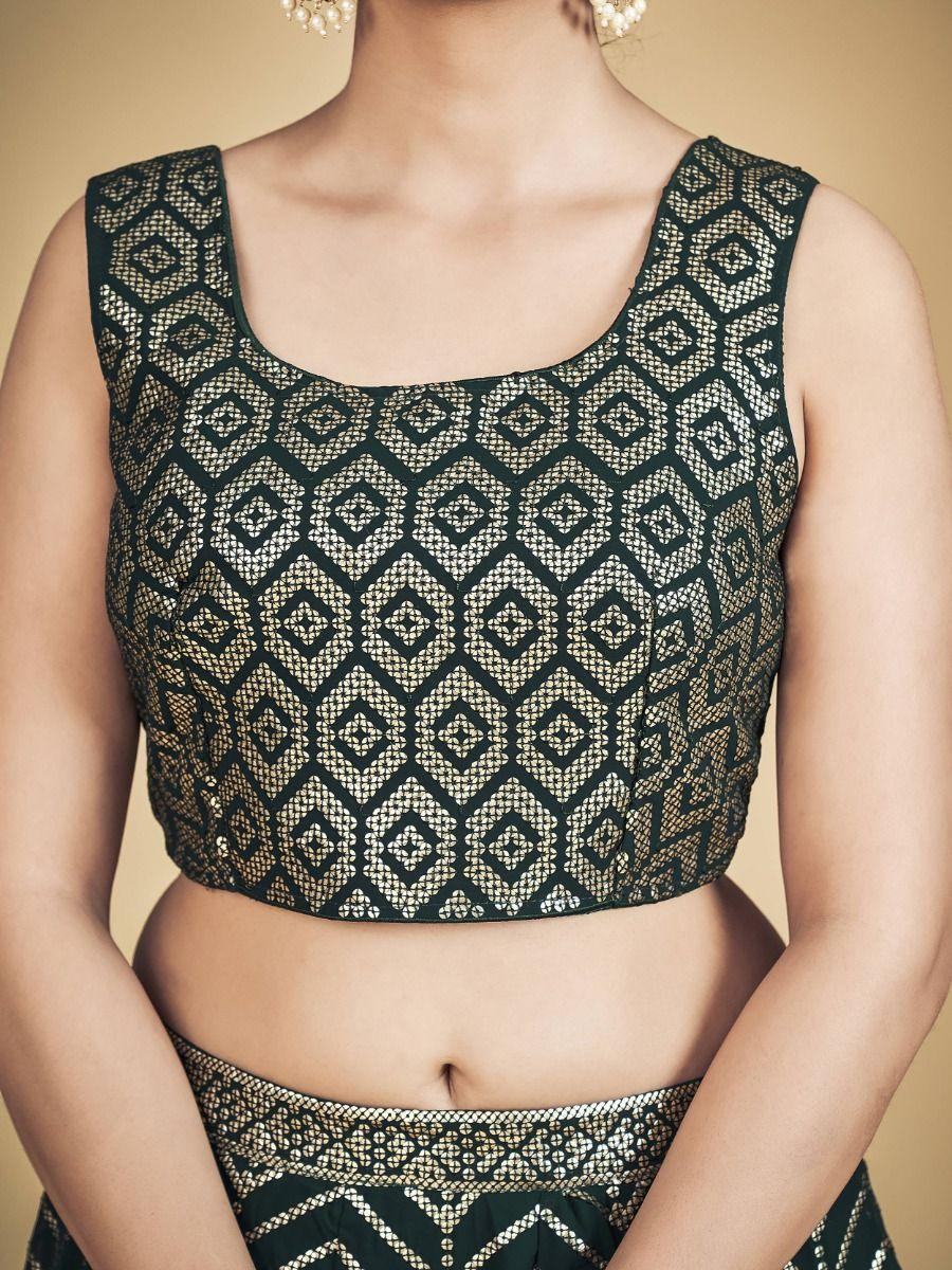 Awesome Green Sequins Georgette Wedding Wear Lehenga Choli - Zeel Clothing