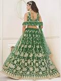 Awesome Green Sequins Net Mehendi Wear Lehenga Choli With Dupatta - Zeel Clothing