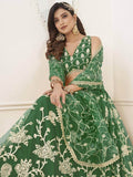 Awesome Green Sequins Net Mehendi Wear Lehenga Choli With Dupatta - Zeel Clothing