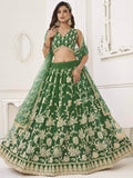 Awesome Green Sequins Net Mehendi Wear Lehenga Choli With Dupatta - Zeel Clothing
