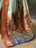 Awesome Green Zari Work Silk Party Wear Saree With Blouse - Zeel Clothing