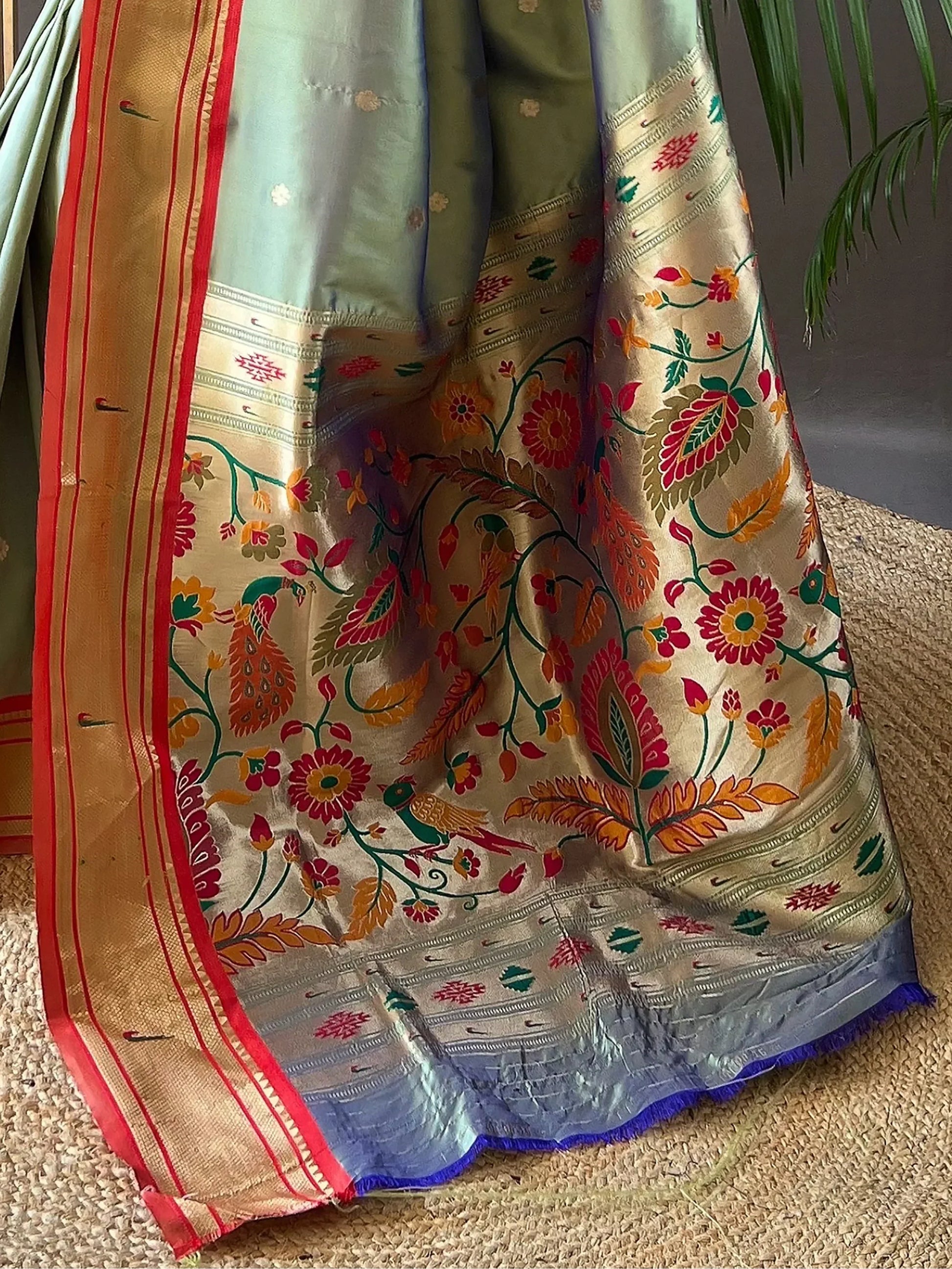 Awesome Green Zari Work Silk Party Wear Saree With Blouse - Zeel Clothing