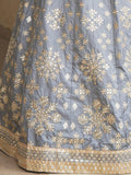 Awesome Grey Paper Mirror Work Silk Designer Lehenga Choli With Dupatta - Zeel Clothing