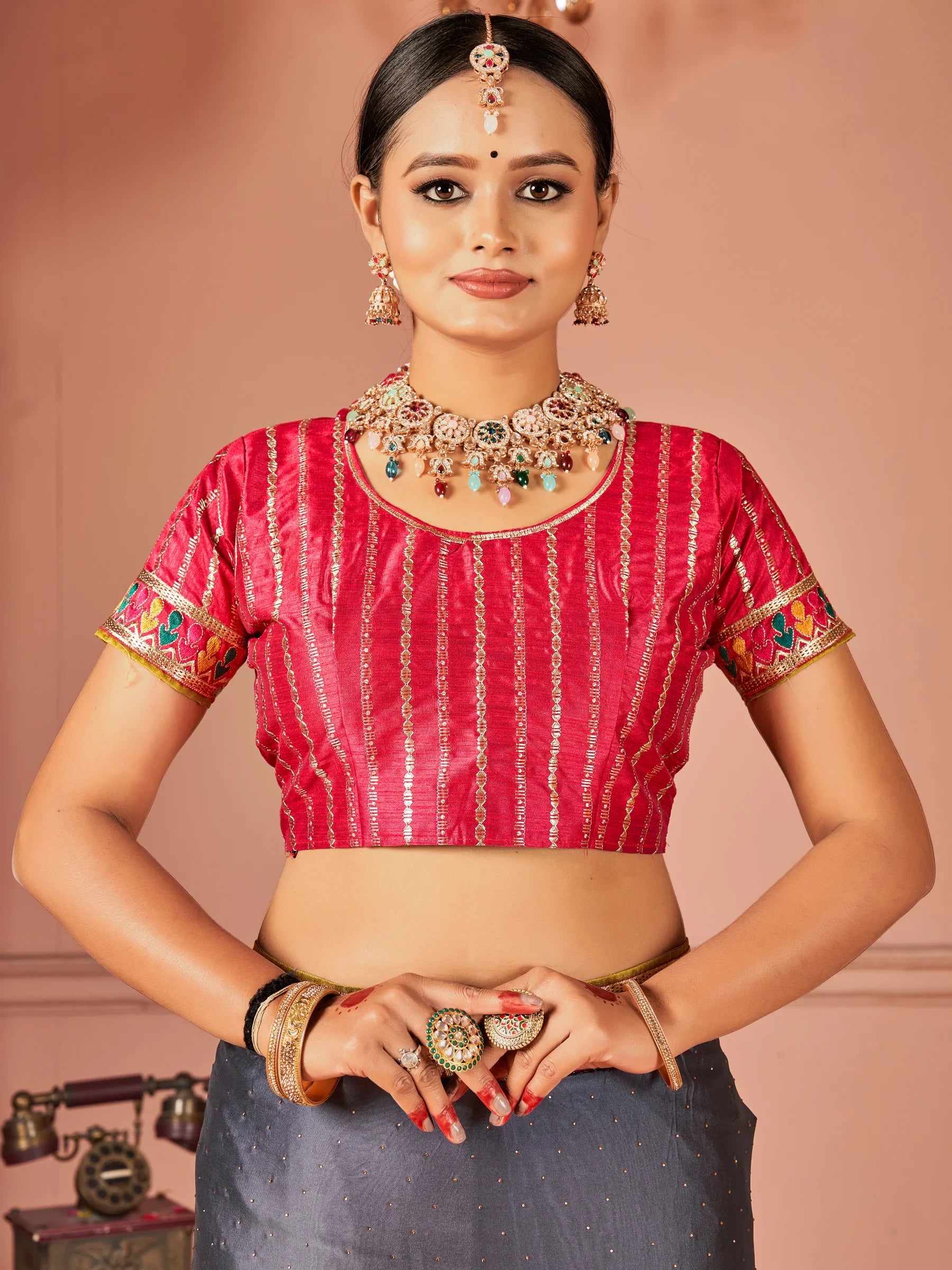 Awesome Grey Swarovski Work Silk Evening Wear Saree - Zeel Clothing