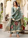 Awesome Grey Zari Weaving Chanderi Silk Function Wear Pant Suit With Dupatta - Zeel Clothing