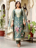 Awesome Grey Zari Weaving Chanderi Silk Function Wear Pant Suit With Dupatta - Zeel Clothing