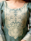Awesome Grey Zari Weaving Chanderi Silk Function Wear Pant Suit With Dupatta - Zeel Clothing