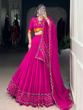 Awesome Hot Pink Gota Patti Rayon Traditional Lehenga Choli With Dupatta - Zeel Clothing