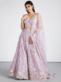 Awesome Lavender Embroidered Net Lehenga Choli With Dupatta - Zeel Clothing
