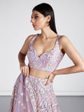 Awesome Lavender Embroidered Net Lehenga Choli With Dupatta - Zeel Clothing