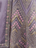 Awesome Lavender Embroidered Net Weeding Wear Anarkali Suit - Zeel Clothing