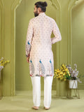 Awesome Light Pink Digital Printed Rayon Event Wear Men's Kurta
