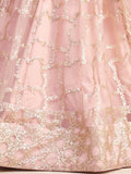 Awesome Light Pink Thread Embroidered Butterfly Net Lehenga Choli - Zeel Clothing