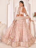 Awesome Light Pink Thread Embroidered Butterfly Net Lehenga Choli - Zeel Clothing