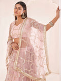 Awesome Light Pink Thread Embroidered Butterfly Net Lehenga Choli - Zeel Clothing