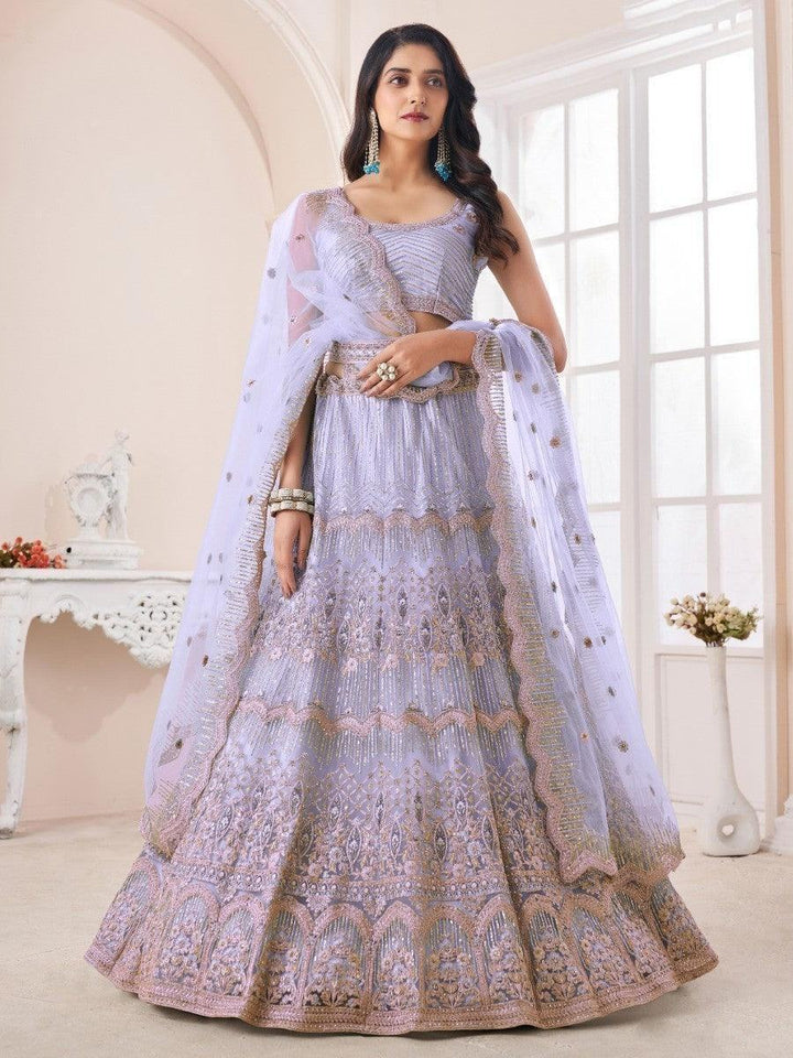 Awesome Light Purple Net Sequins Traditional Wear Lehenga Choli