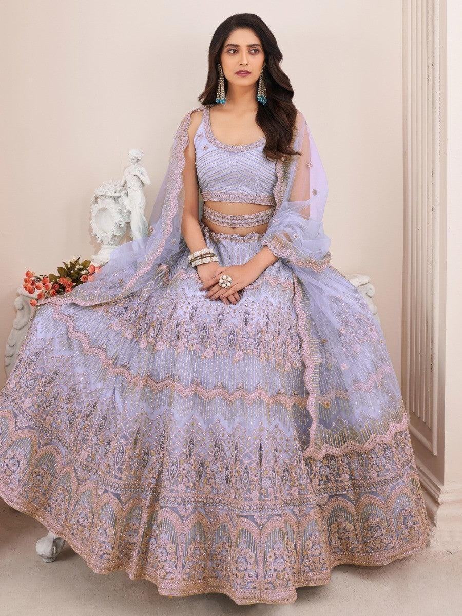 Awesome Light Purple Net Sequins Traditional Wear Lehenga Choli