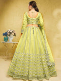 Awesome Lime Green Foil Work Net Mehendi Wear Lehenga Choli - Zeel Clothing