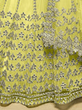 Awesome Lime Green Foil Work Net Mehendi Wear Lehenga Choli - Zeel Clothing