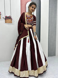 Awesome Maroon Cotton Navratri Wear Lehenga With Gamthi Work Blouse - Zeel Clothing