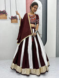 Awesome Maroon Cotton Navratri Wear Lehenga With Gamthi Work Blouse - Zeel Clothing