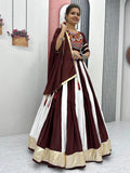 Awesome Maroon Cotton Navratri Wear Lehenga With Gamthi Work Blouse - Zeel Clothing