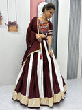 Awesome Maroon Cotton Navratri Wear Lehenga With Gamthi Work Blouse - Zeel Clothing